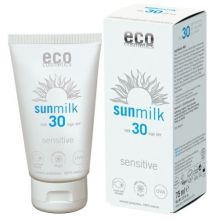 Lapte de plaja bio pentru piele sensibila cu ulei de zmeura FPS 30, 75 ml